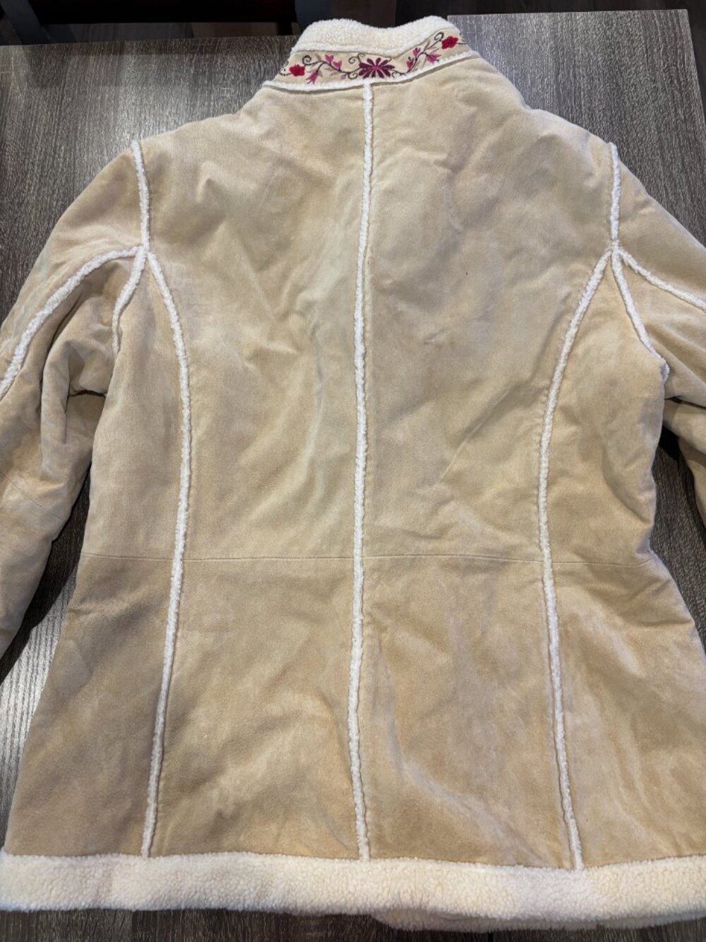 Phoebe From Friends Jacket Embroidered Penny Lane Suede Sherpa St. John's Bay XL - Picture 2 of 6